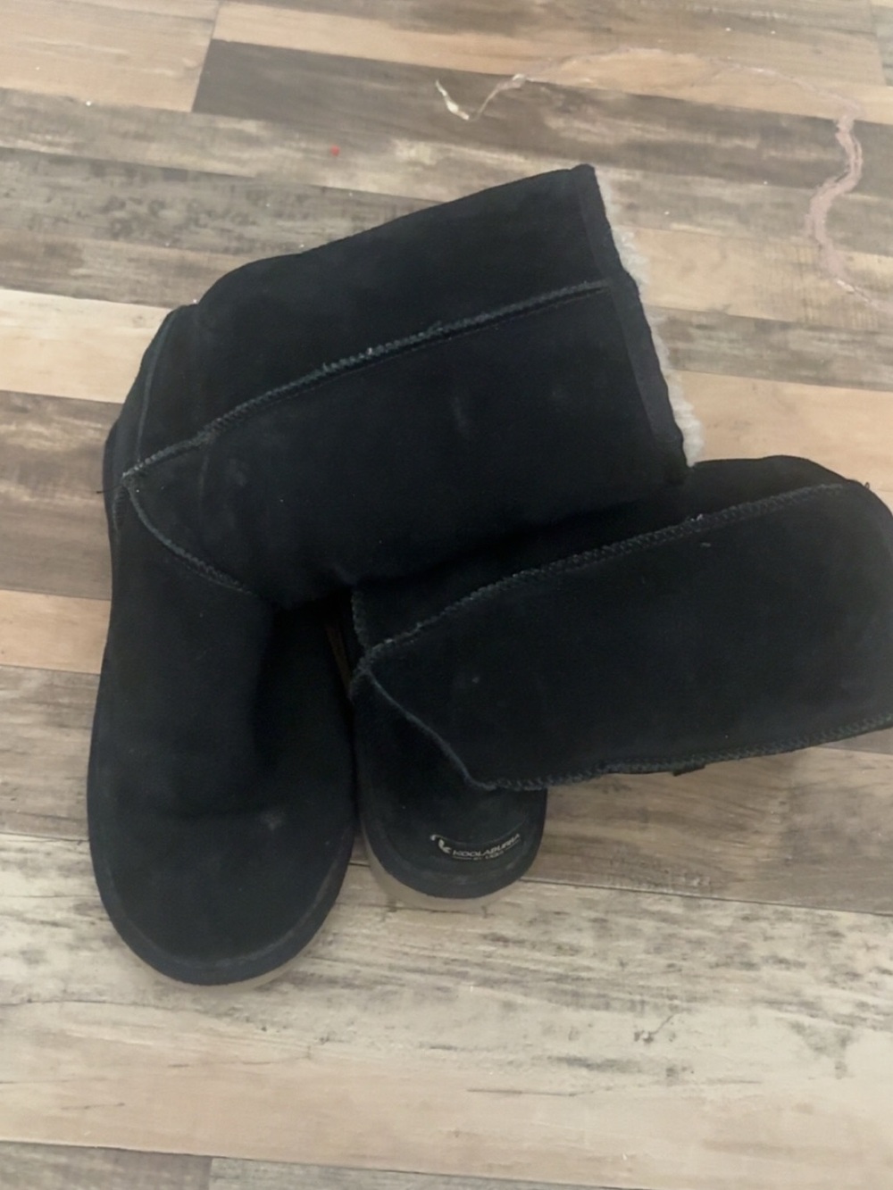 Koolaburra Black Suede Shearling Winter Boots
